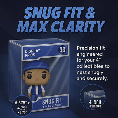 Display Pros - Collectible Protector Cases - Crystal Clear Scratch Resistant Plastic Display Case - Compatible with 4" Inch Funko POP! Figures