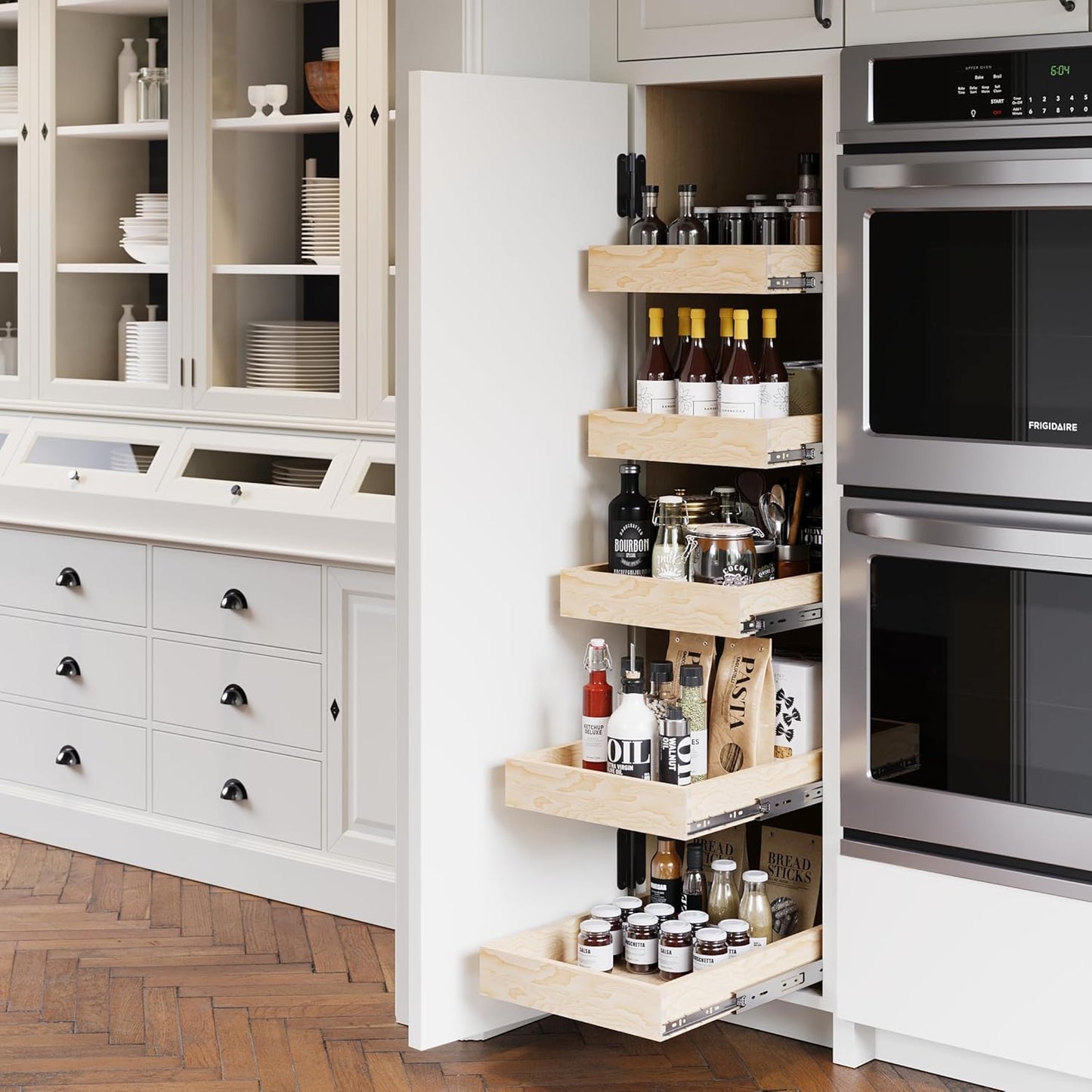 3" Inch High - Made to Fit - Baltic Birch Wood Pull Out Drawers for Kitchen Cabinets - Pull Out Home Organizer - Side Mounting